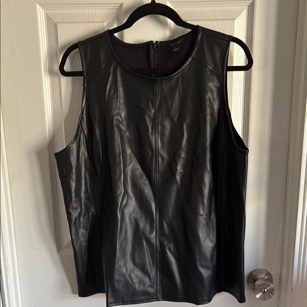 Ann Taylor Black Faux Leather Tank Top